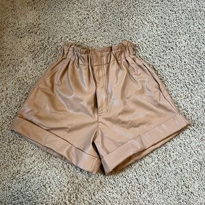 Abercrombie tan faux leather shorts